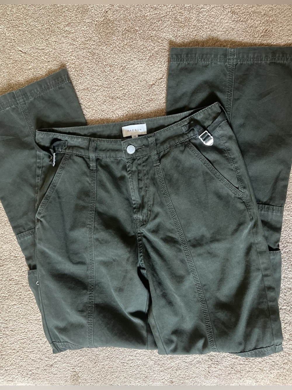 Pacsun Army Green Mid Rise Vintage Y2K Bootcut Pants Waist 25 - Picture 1 of 6